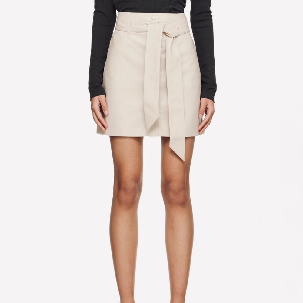 Nanushka beige Meda Vegan Leather Miniskirt Sz L New With Tags